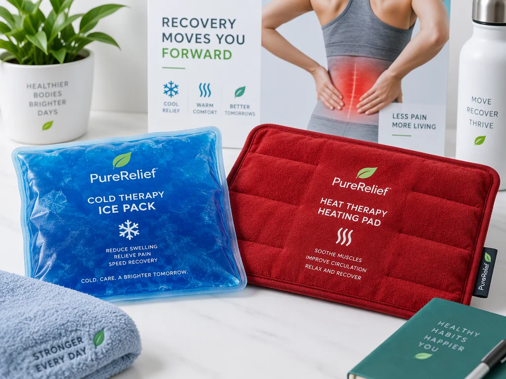Hot and cold therapy packs used for back pain relief